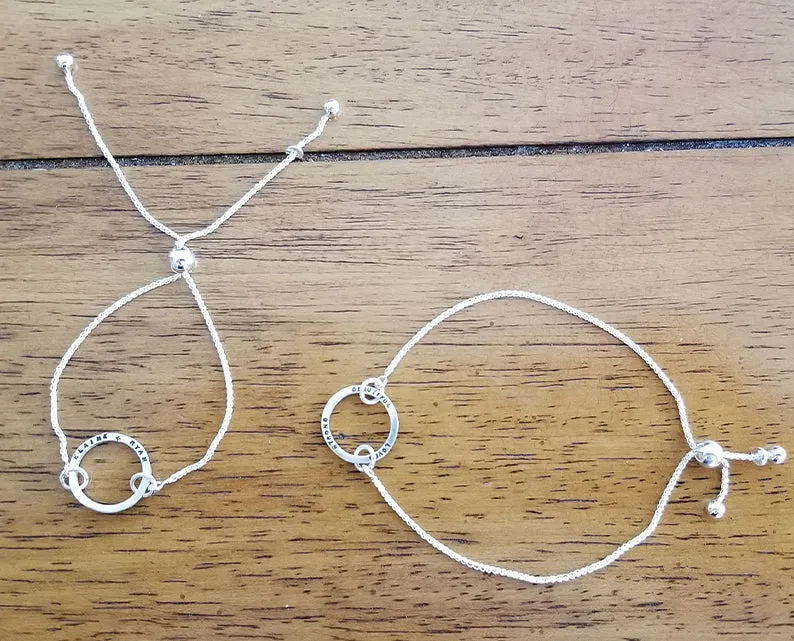 Blessing Personalized Sterling Silver Circular Charm Bracelet (S0645)