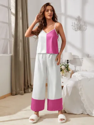 Blissful Retreat Satin Cami Color Block Lounge Set