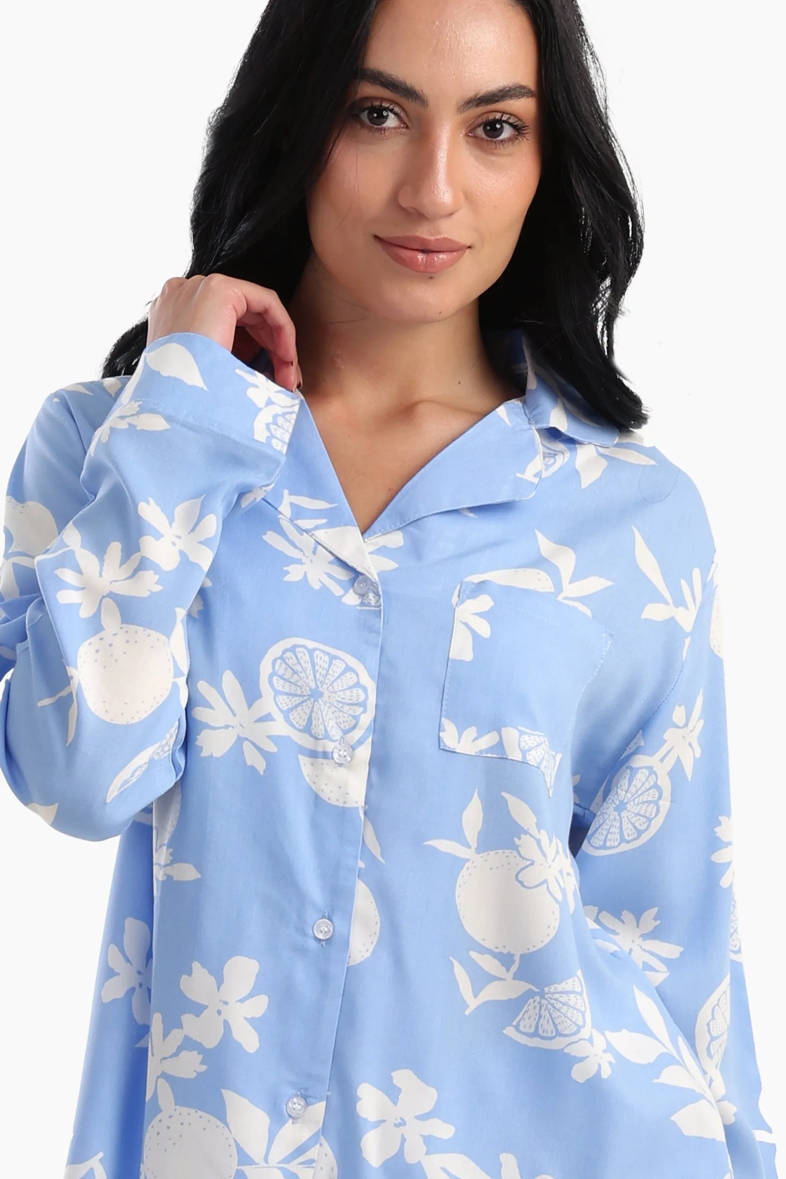Blue Printed Pyjama Set