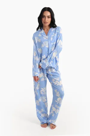 Blue Printed Pyjama Set