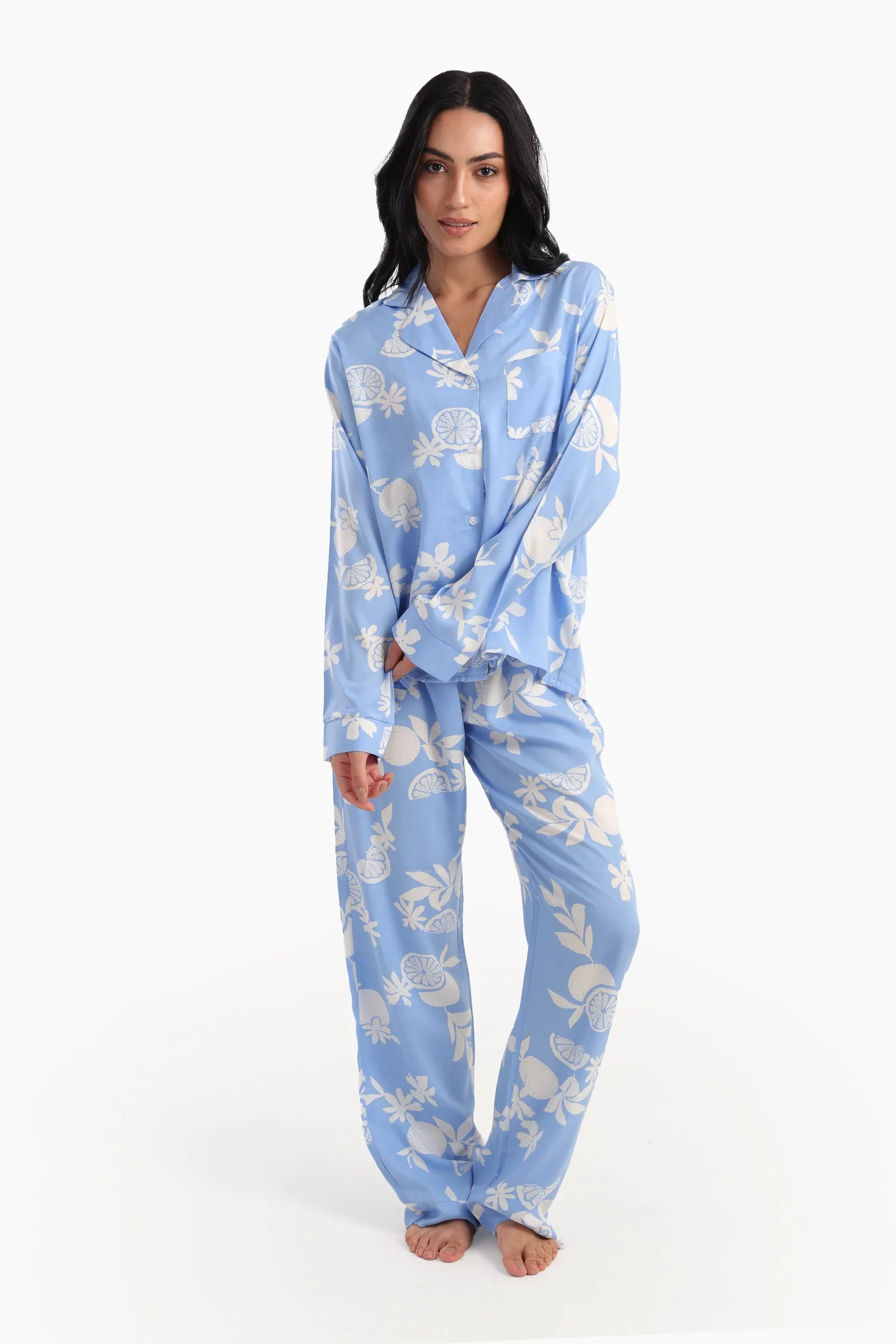 Blue Printed Pyjama Set