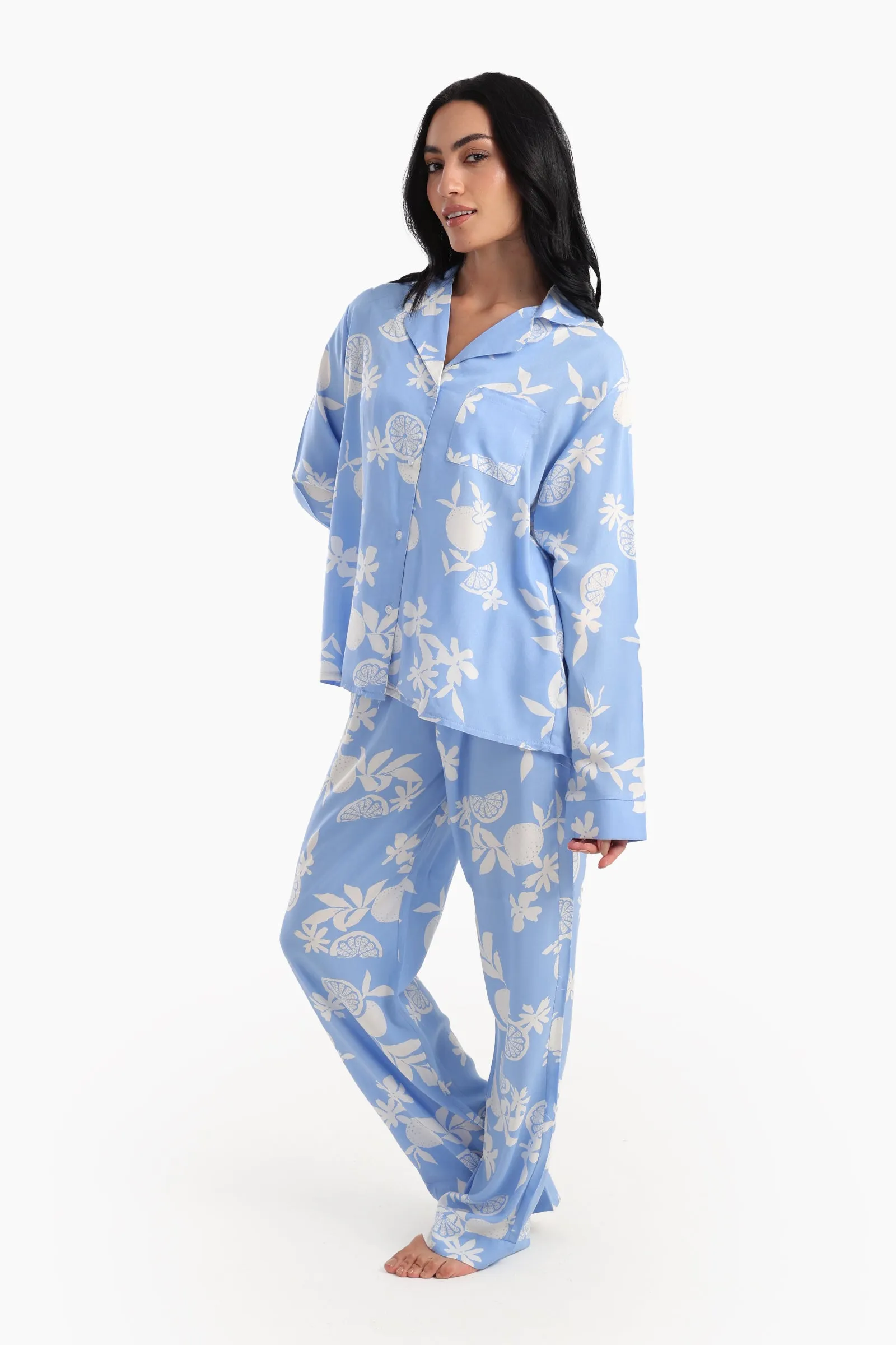 Blue Printed Pyjama Set
