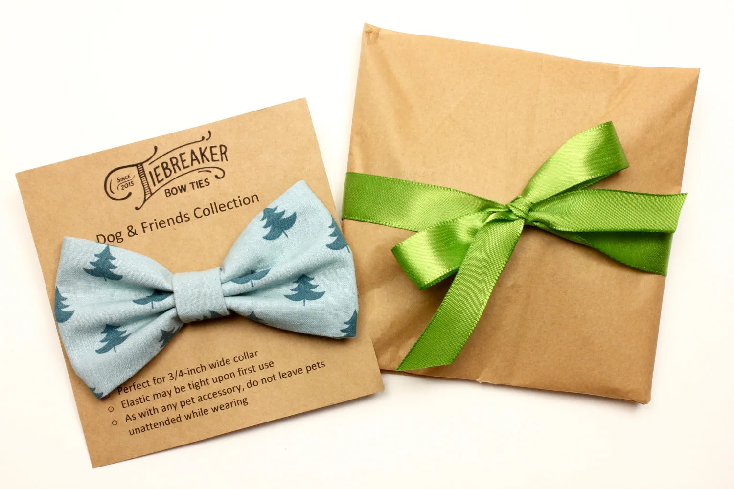 Blue Teal Tree Dog Bow Tie
