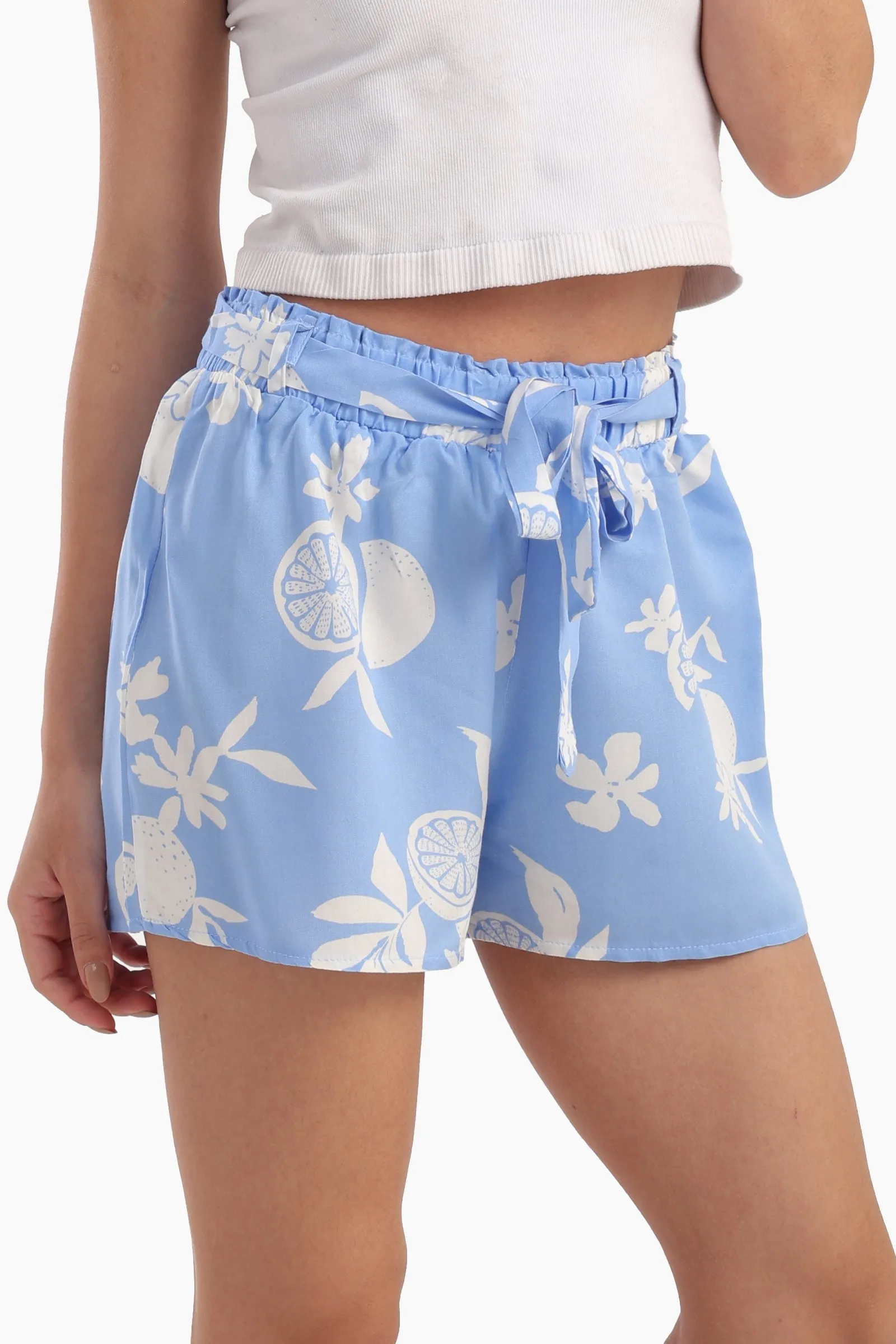 Blue Viscose Pyjama Shorts