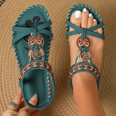 Boho Beaded Sandals | T-Strap | Comfortable & Stylish