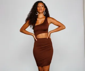 Bound To Stun Charming One Shoulder Mini Dress