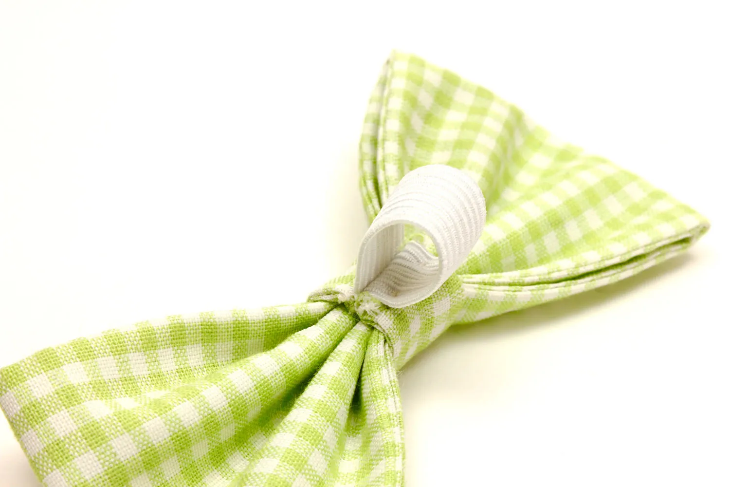 Bright Green Gingham Dog Bow Tie