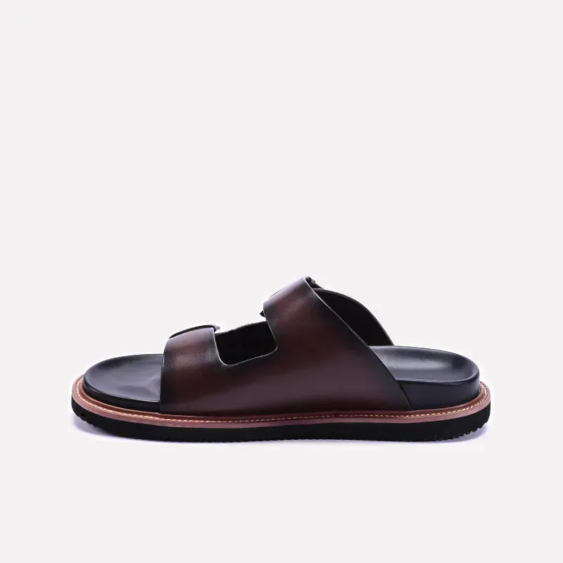 Brown Comfy Leather Casual Slippers 0151051