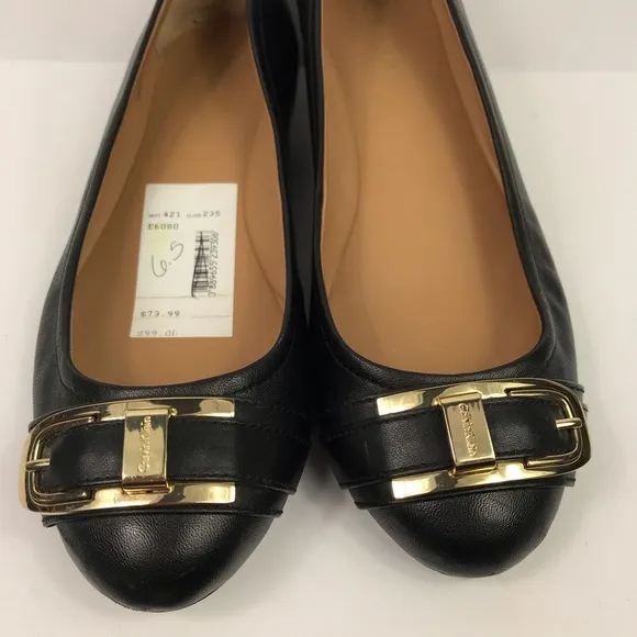 Calvin Klein Morna Dame RoundToe Leather Flats 6.5