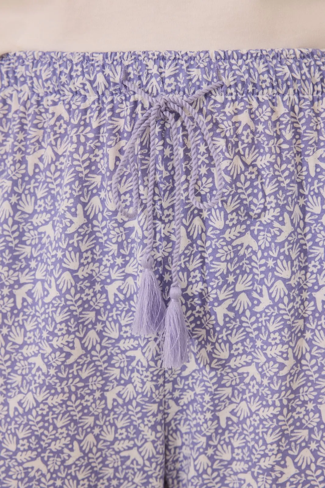 Capri pyjamas 100% cotton white flowers - Ivory