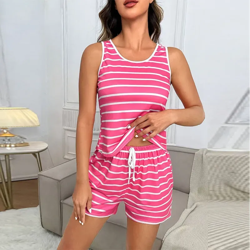 Coastal Breeze Striped Sleeveless Lounge Set