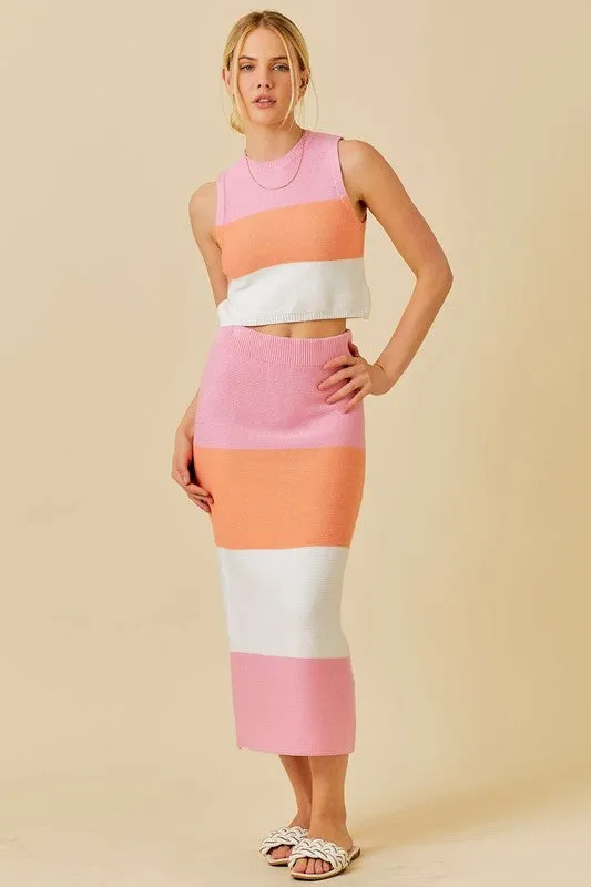 Color Block Sweat Skirt