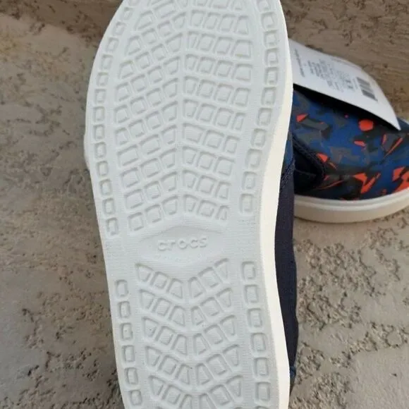 CROCS Citilane Novelty Slip-On Toddler Boys Camo Sneakers Blue/Orange Size 7 NEW