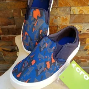 CROCS Citilane Novelty Slip-On Toddler Boys Camo Sneakers Blue/Orange Size 7 NEW