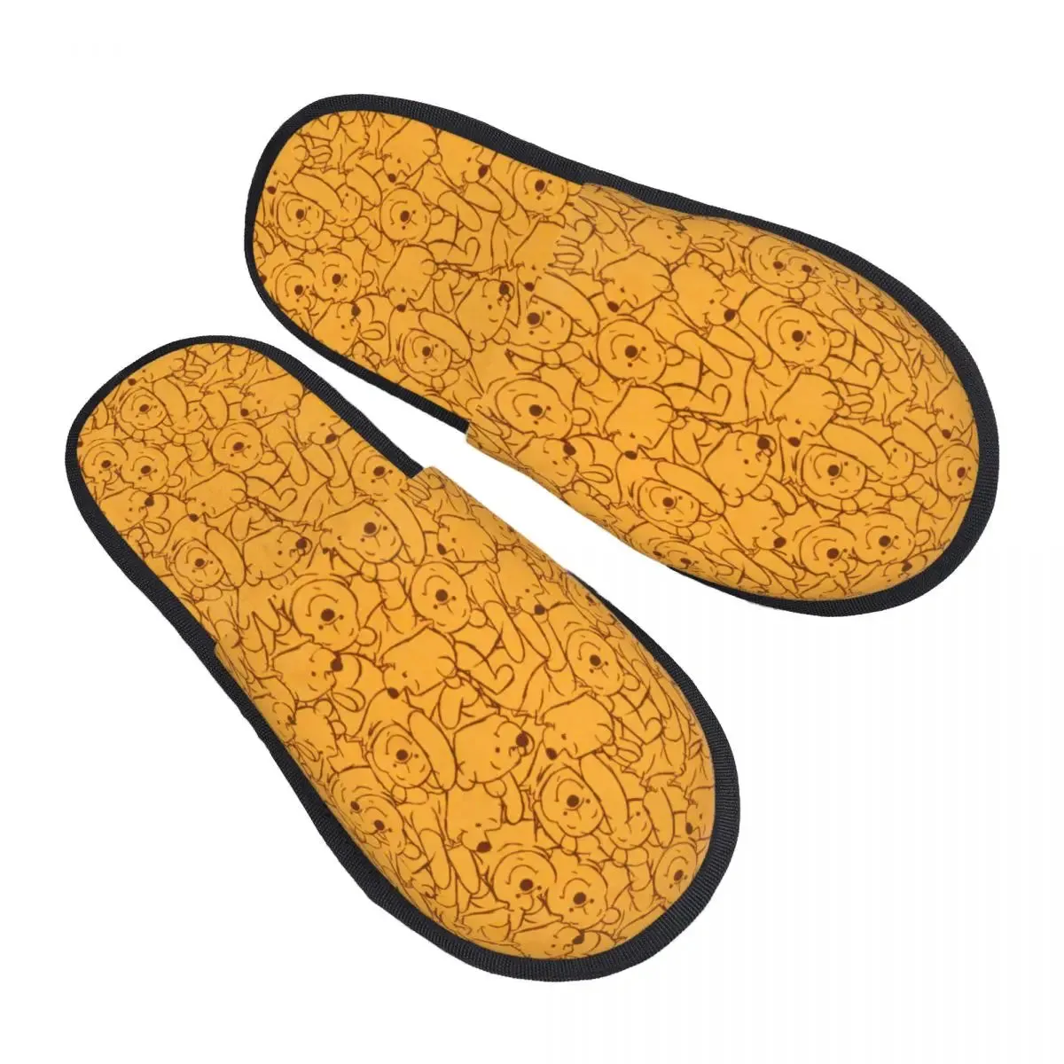 Custom Winnie The Pooh Memory Foam Slippers Women Comfy Warm Cartoon Bear House Slippers