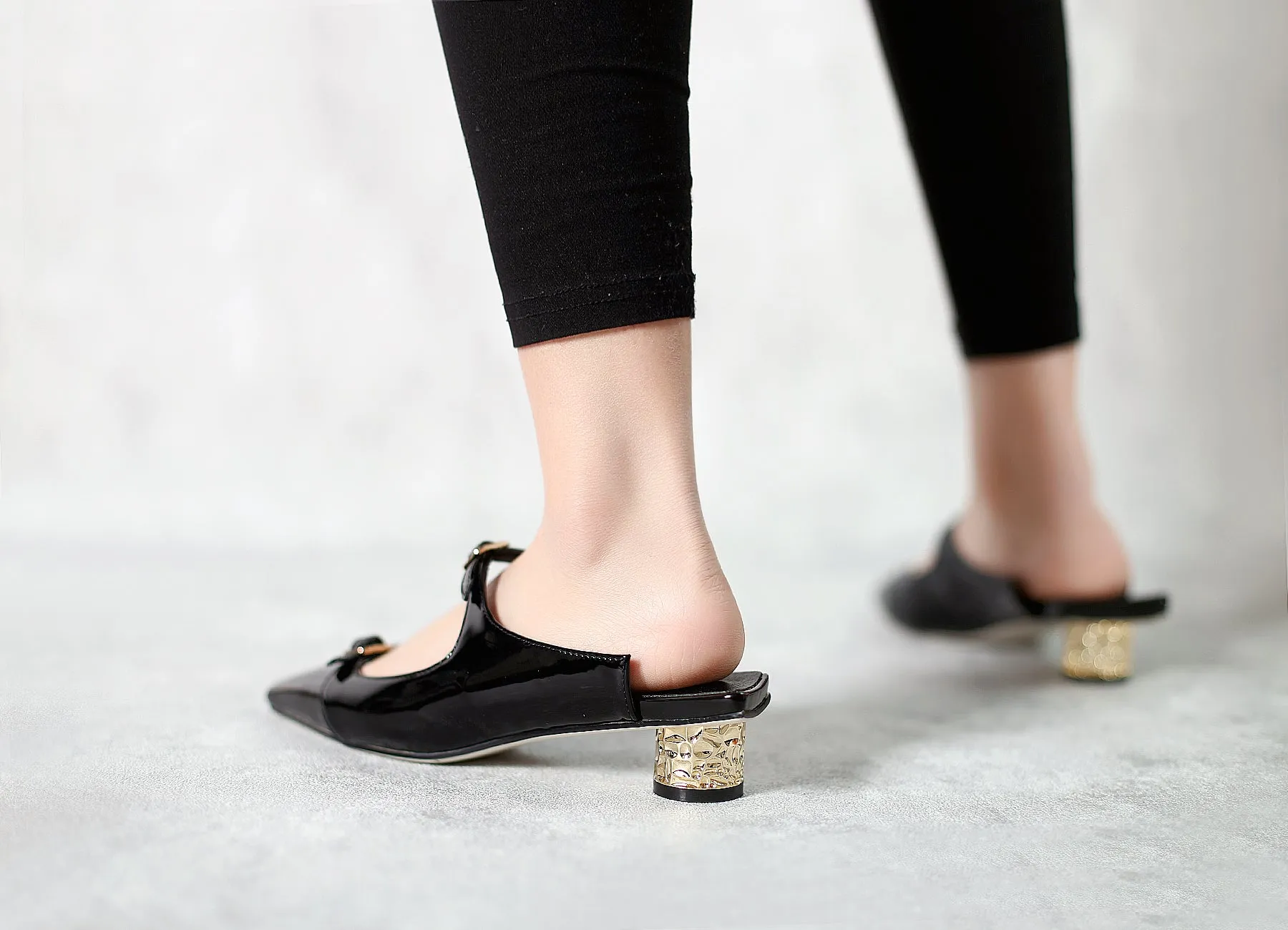 Cutout-Strap Dalena Block Low-Heel Mule - Black