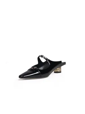 Cutout-Strap Dalena Block Low-Heel Mule - Black