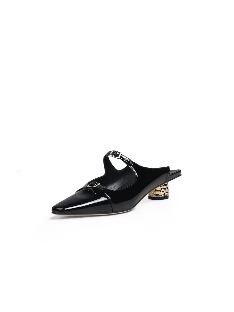 Cutout-Strap Dalena Block Low-Heel Mule - Black