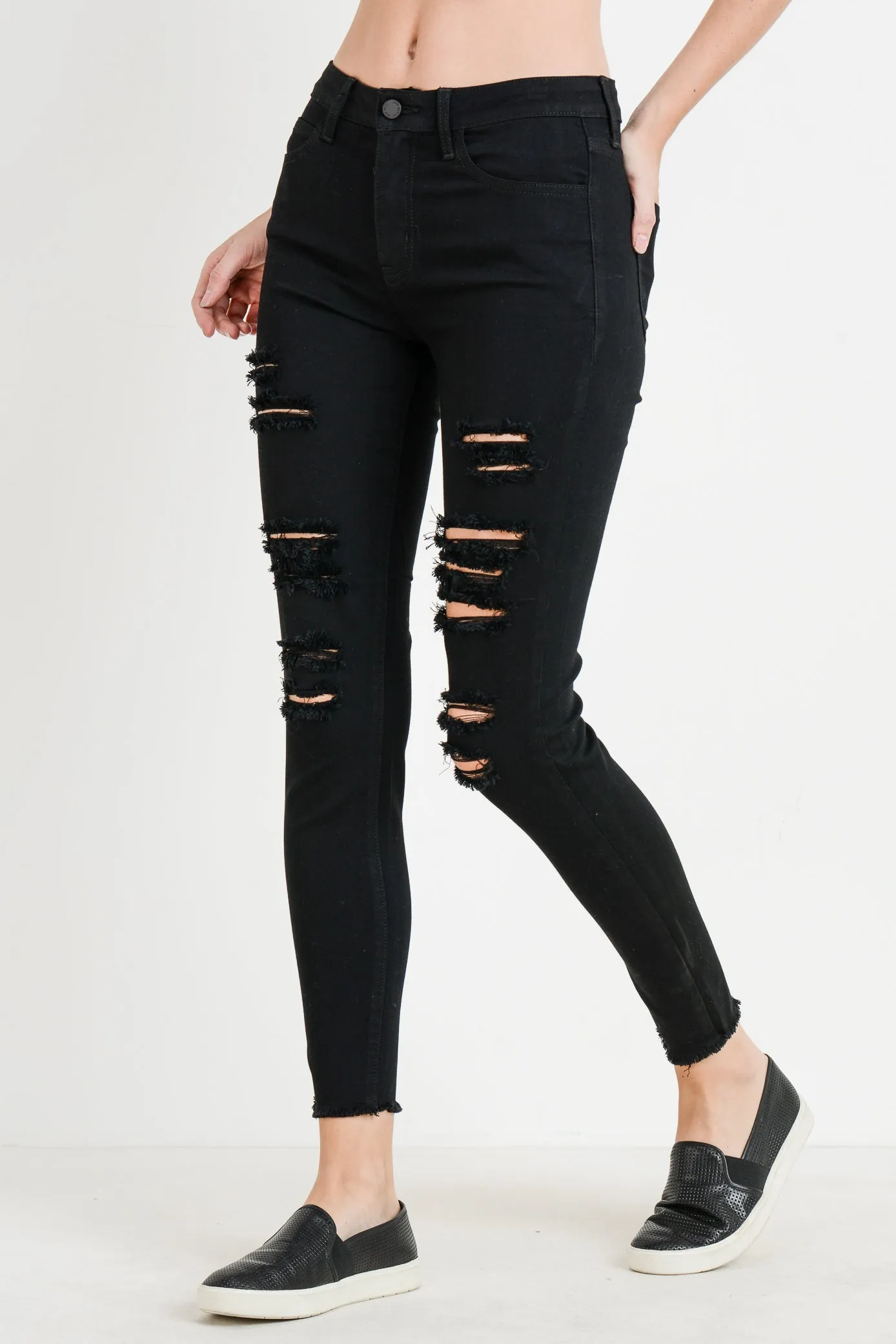 Distress Destroyed Skinny Stretchy Jean