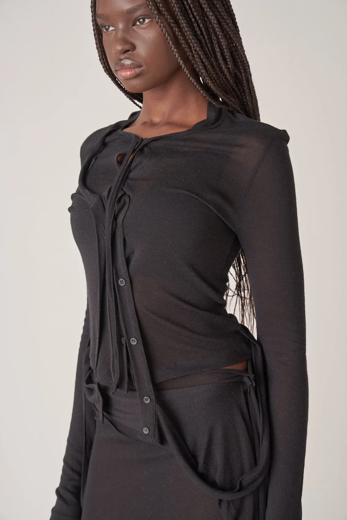 Double Closure Knit Cardigan