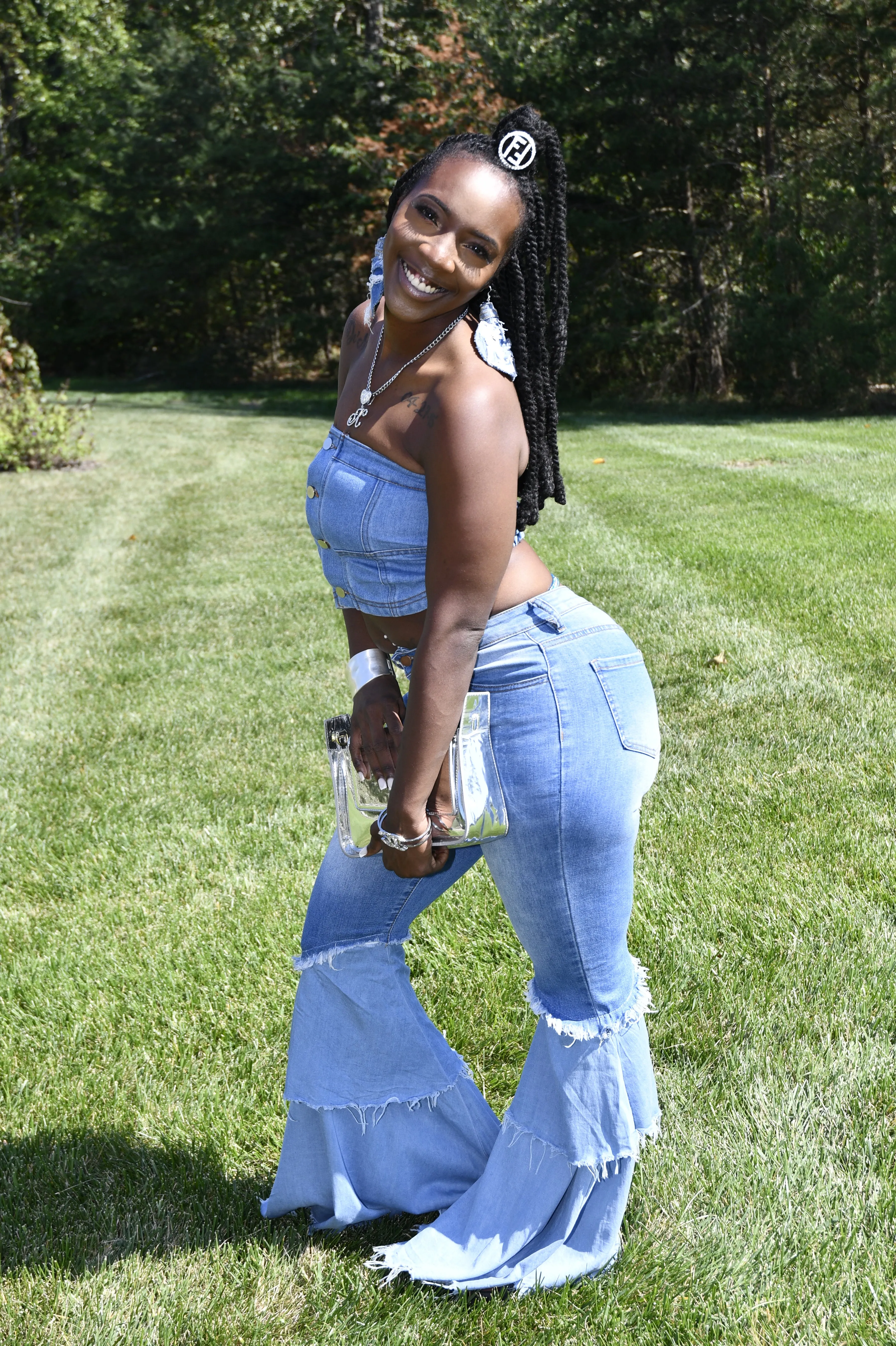 Double Layer Flared Stretch Jeans