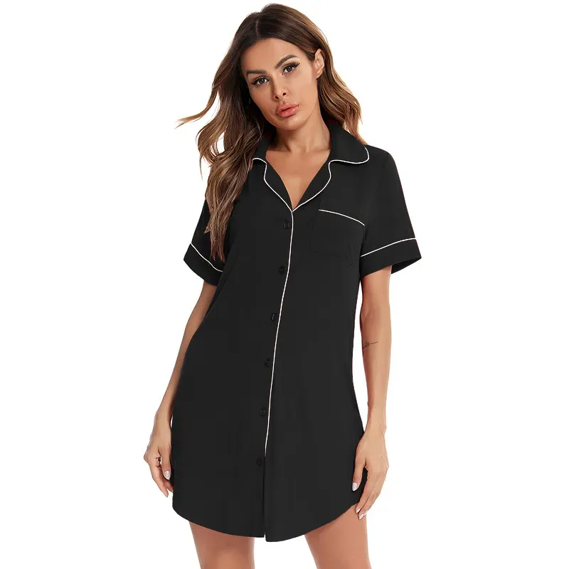 Dreamy Nights Button-Up Loungewear Sleep Shirt