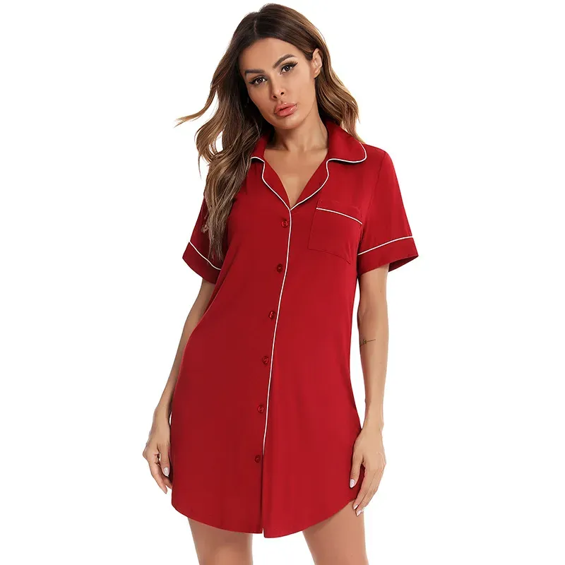 Dreamy Nights Button-Up Loungewear Sleep Shirt