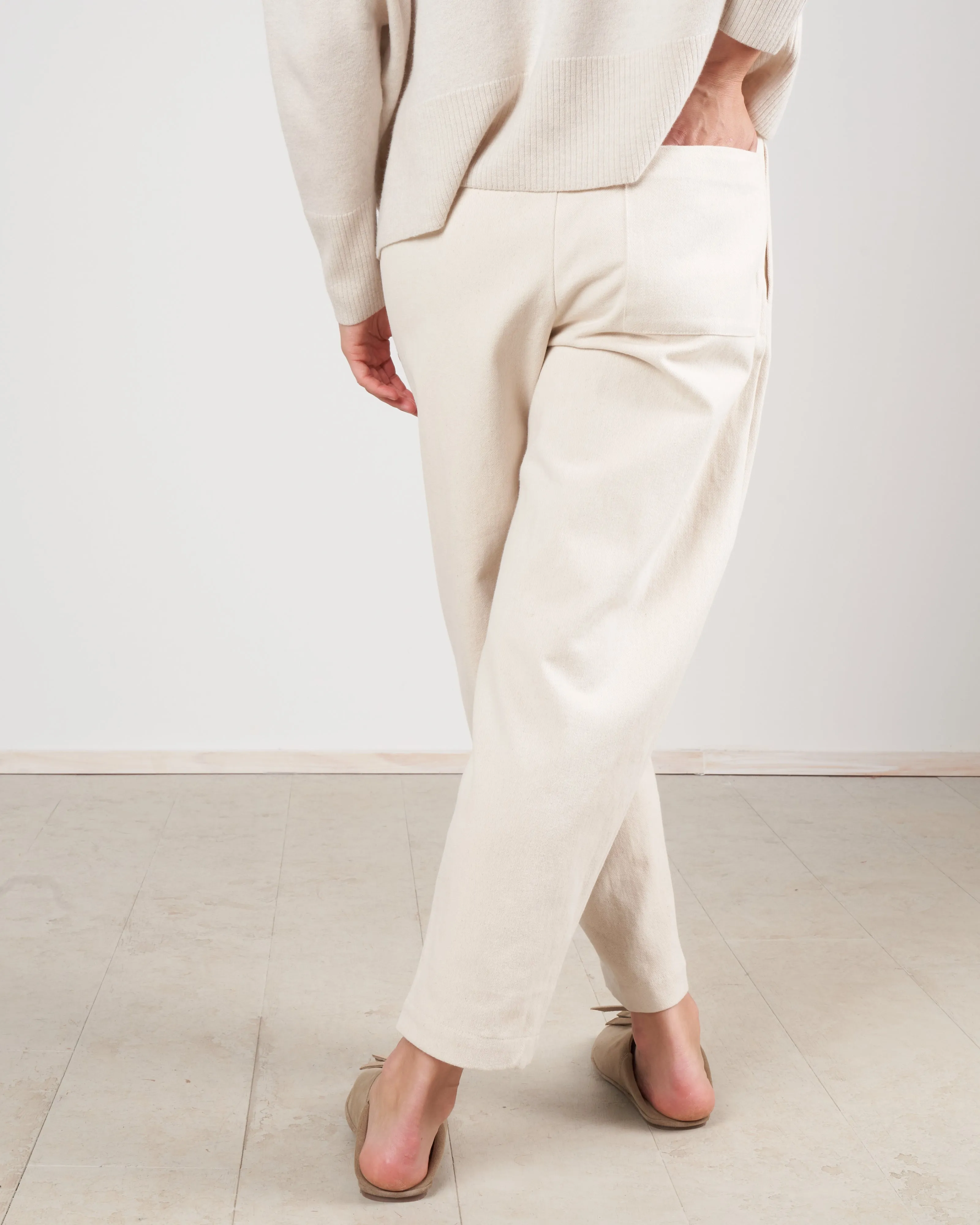 elastic trouser - bone white