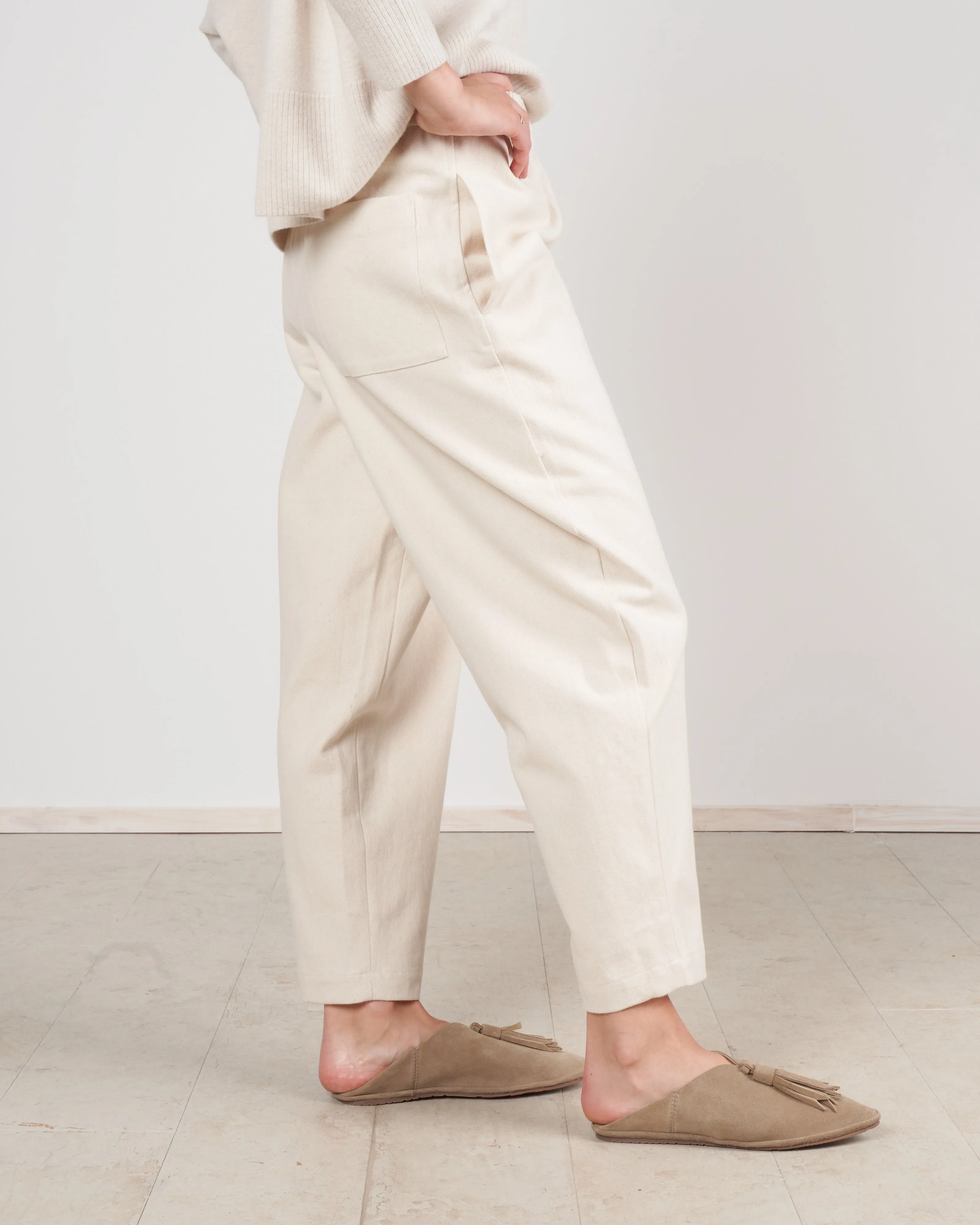 elastic trouser - bone white