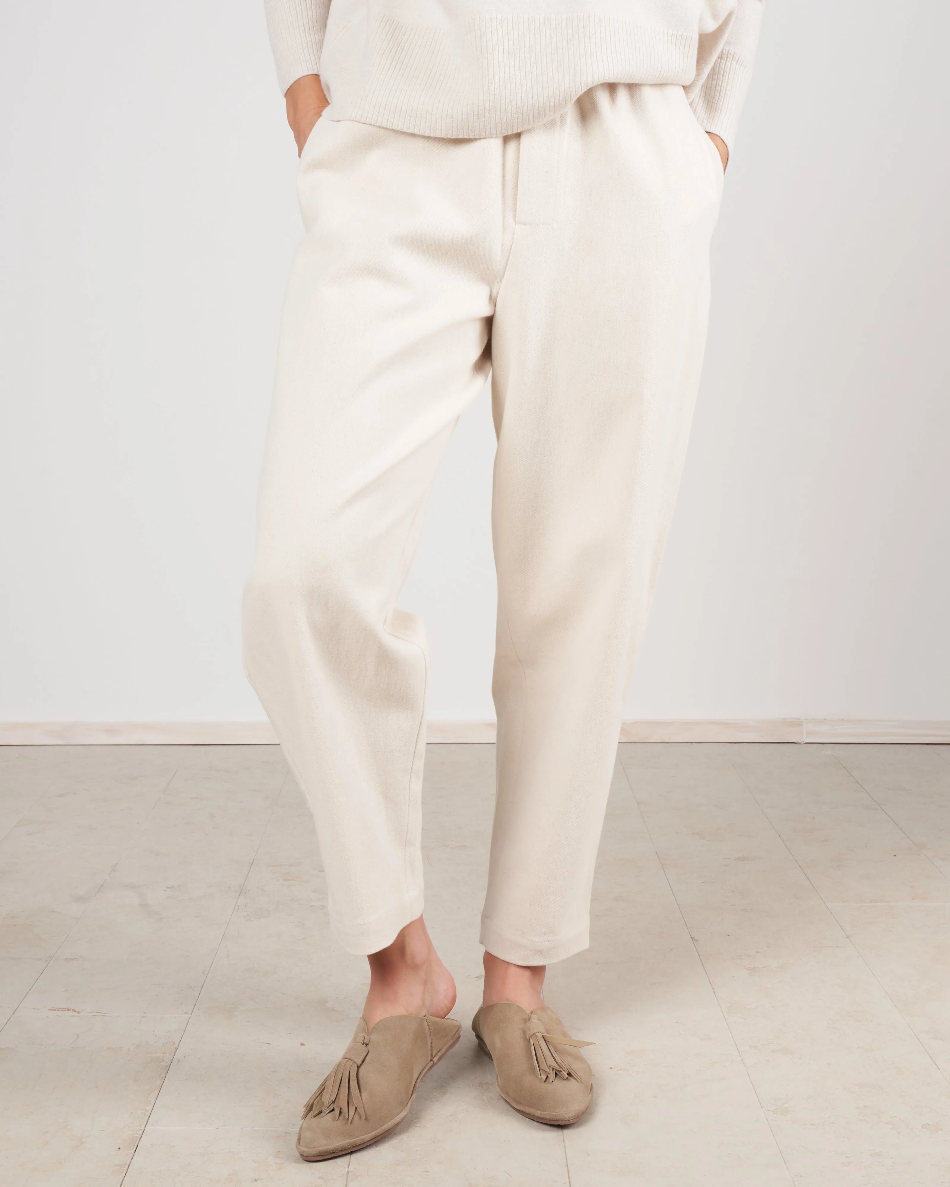 elastic trouser - bone white