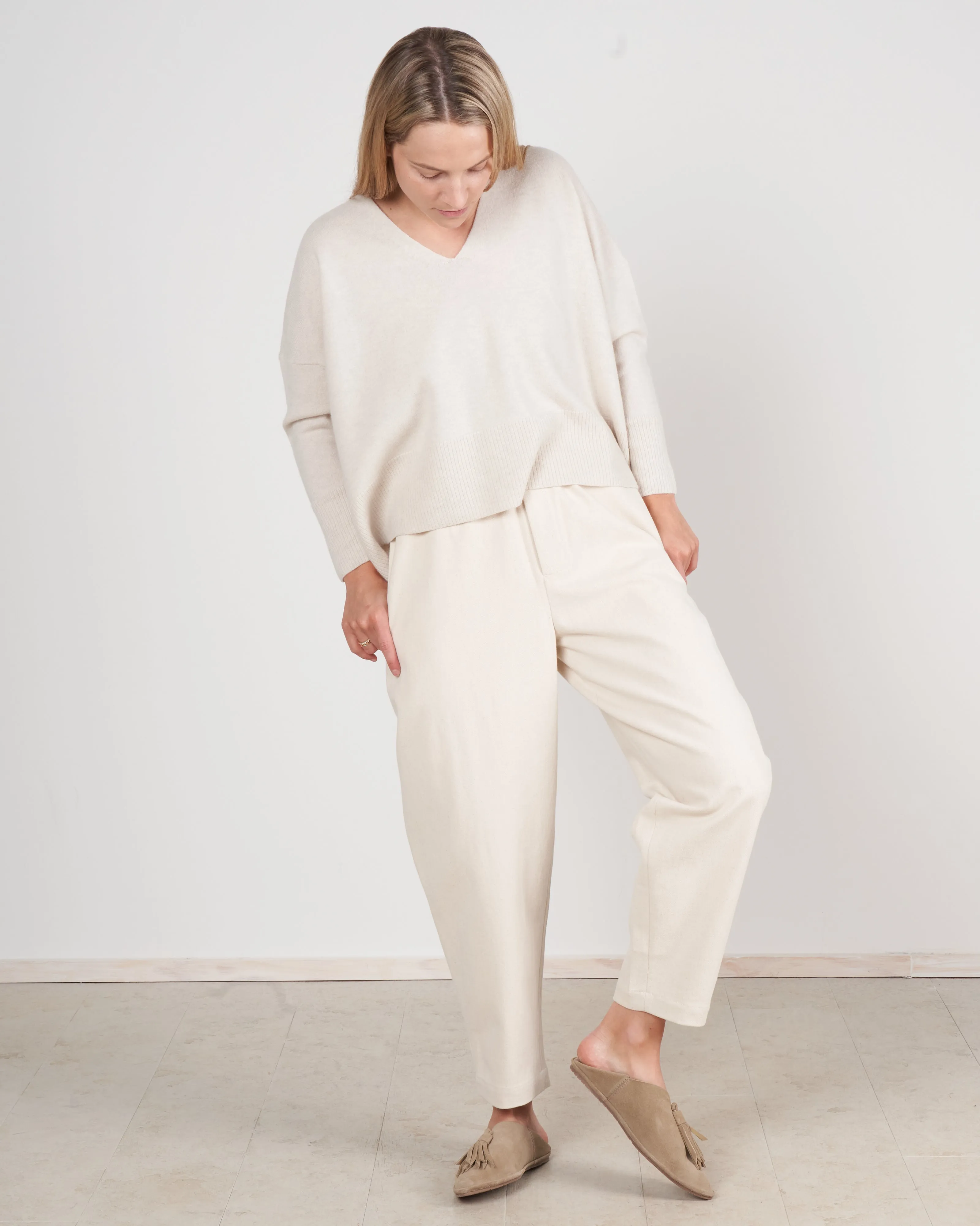 elastic trouser - bone white