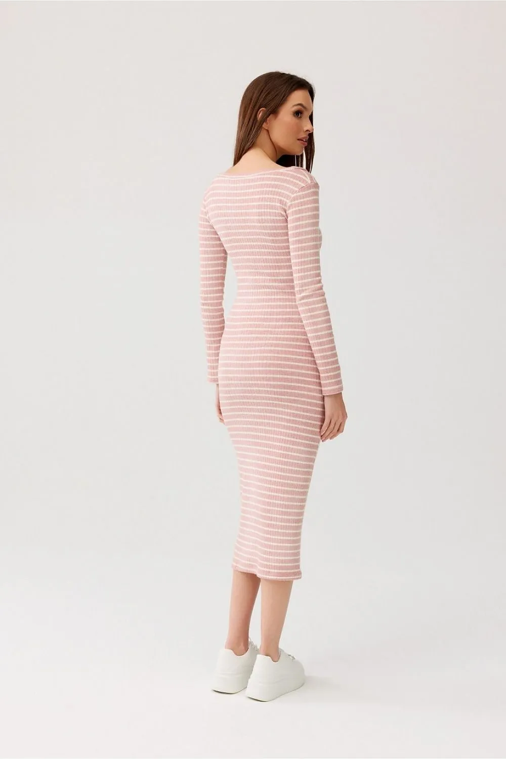 Elegant Striped Bodycon Midi Dress