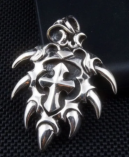 Ethnic Spike Sterling Silver Cross Pendant