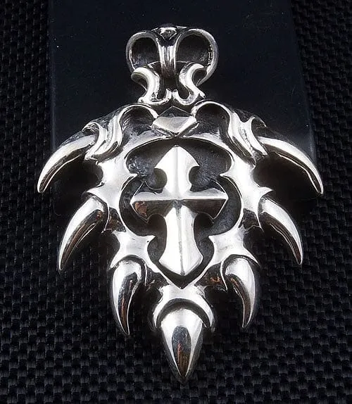 Ethnic Spike Sterling Silver Cross Pendant