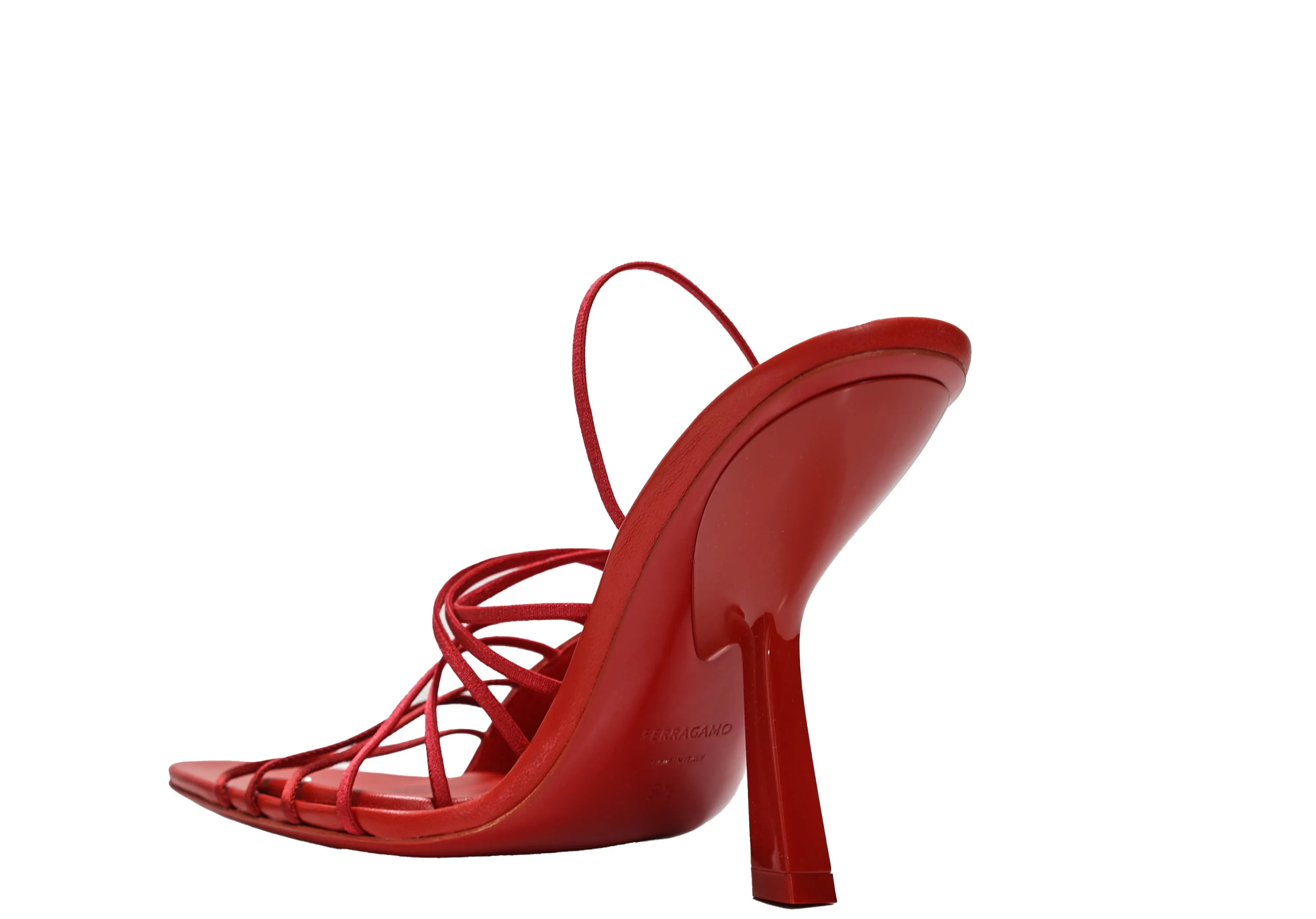 Ferragamo Women's Red Leather Strap Sandal Altaire 10.5cm 0760289 50% OFF