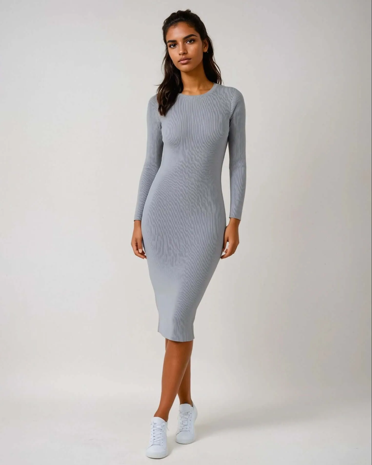 FIONA | Long Sleeve Crew-Neck Rib Dress