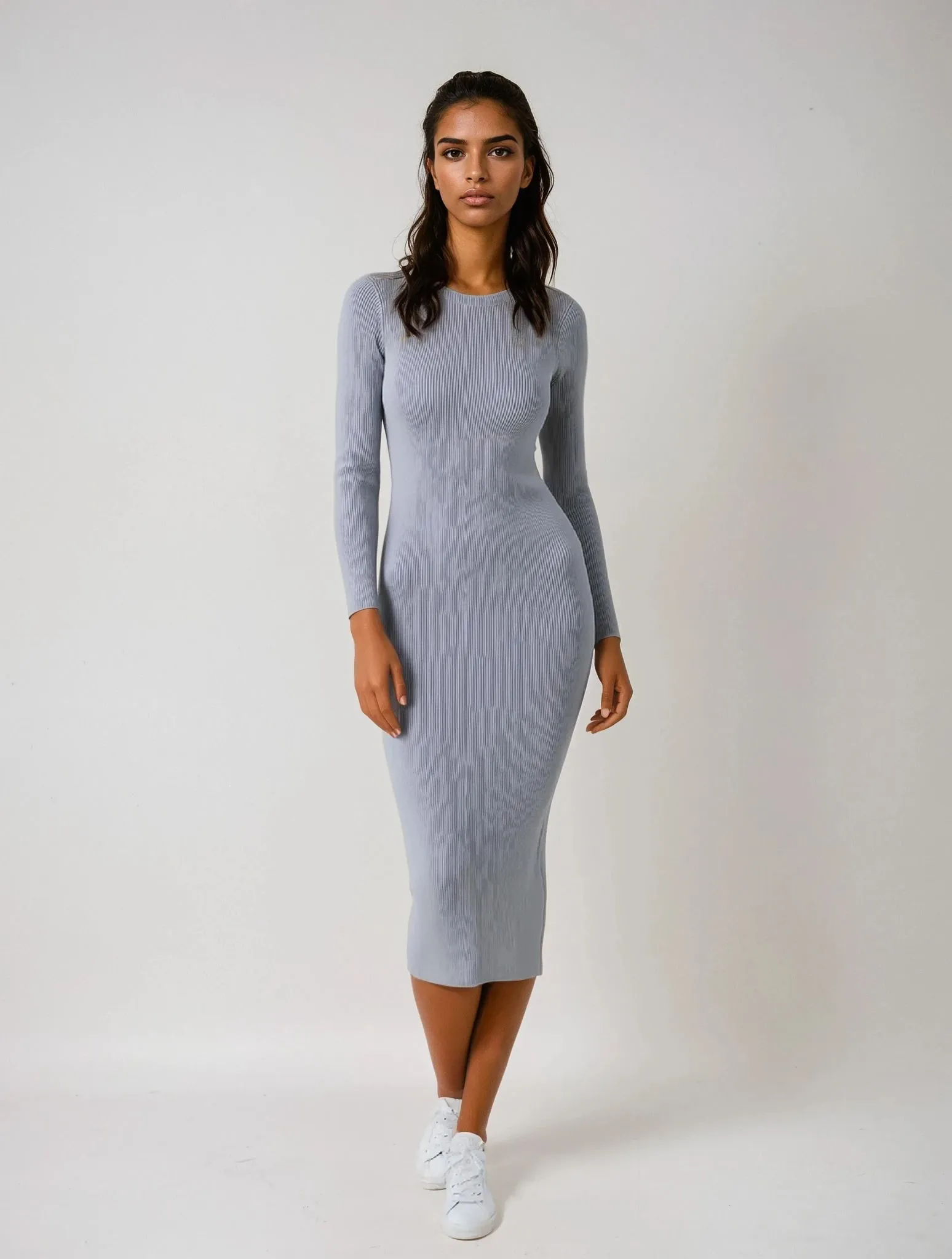 FIONA | Long Sleeve Crew-Neck Rib Dress