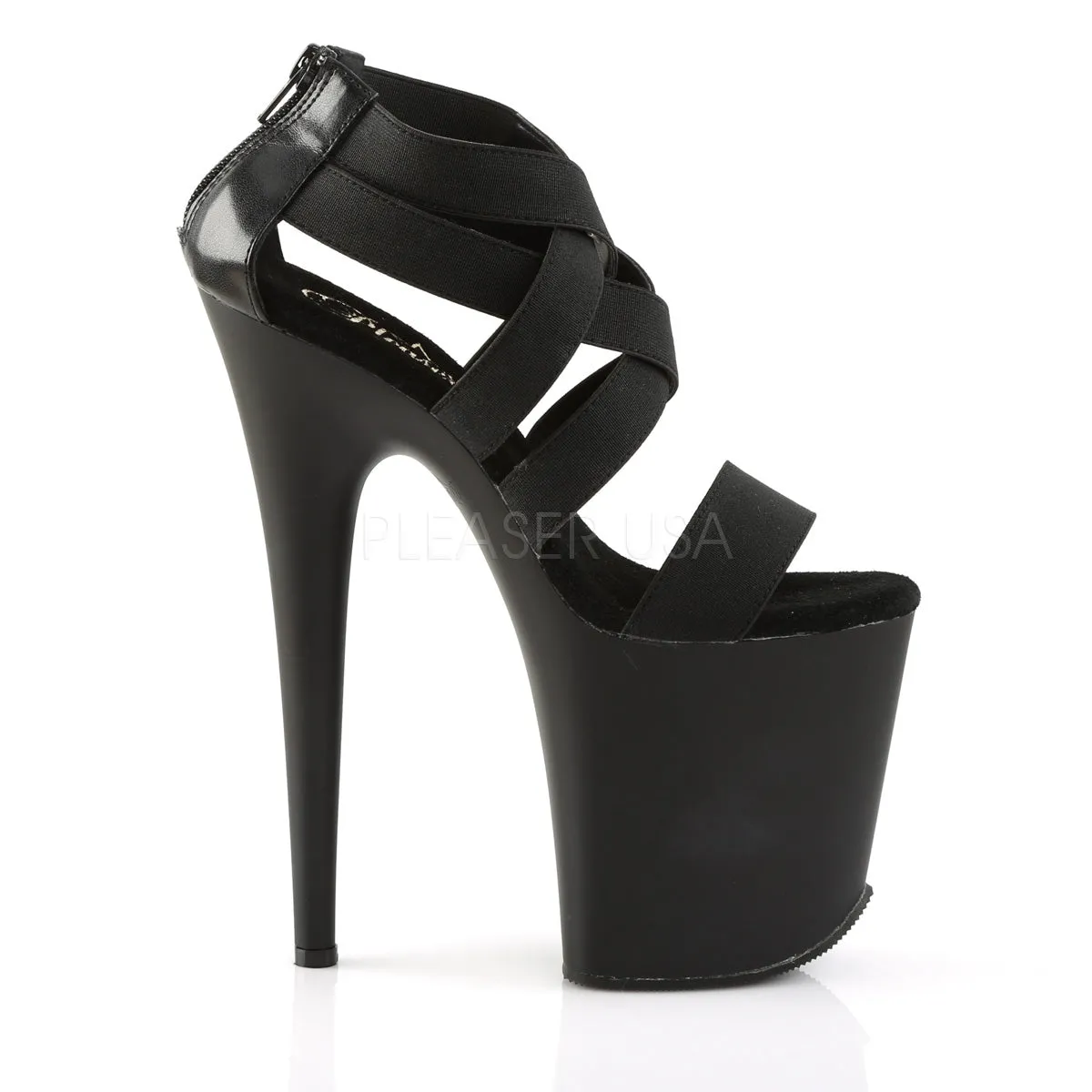 FLAMINGO-869  Black Elastic Band-Faux Leather/Black Matte