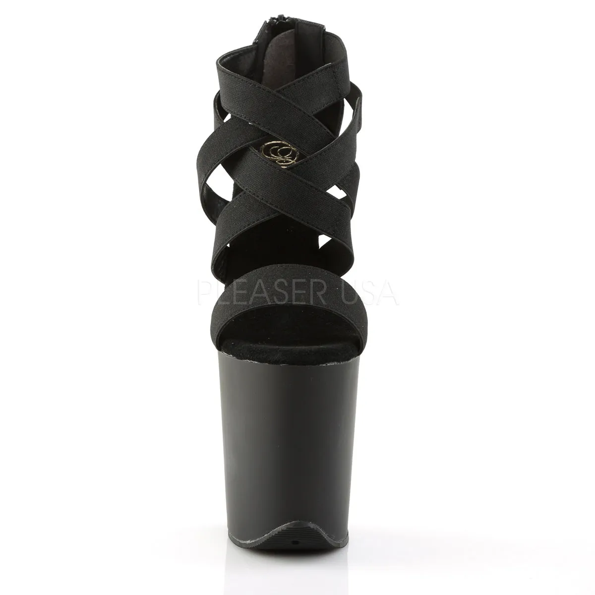 FLAMINGO-869  Black Elastic Band-Faux Leather/Black Matte