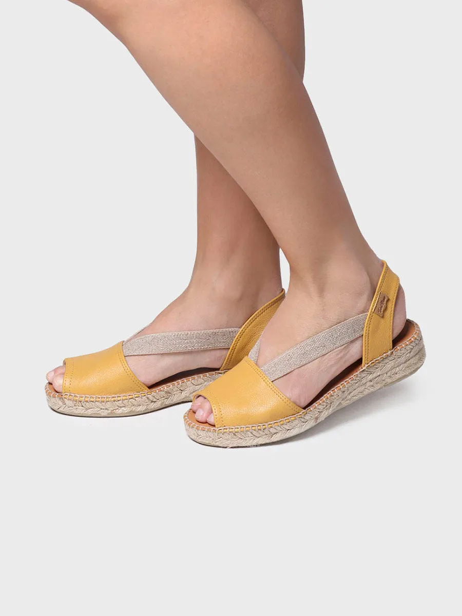 Flat leather sandal with elastics - ETNA