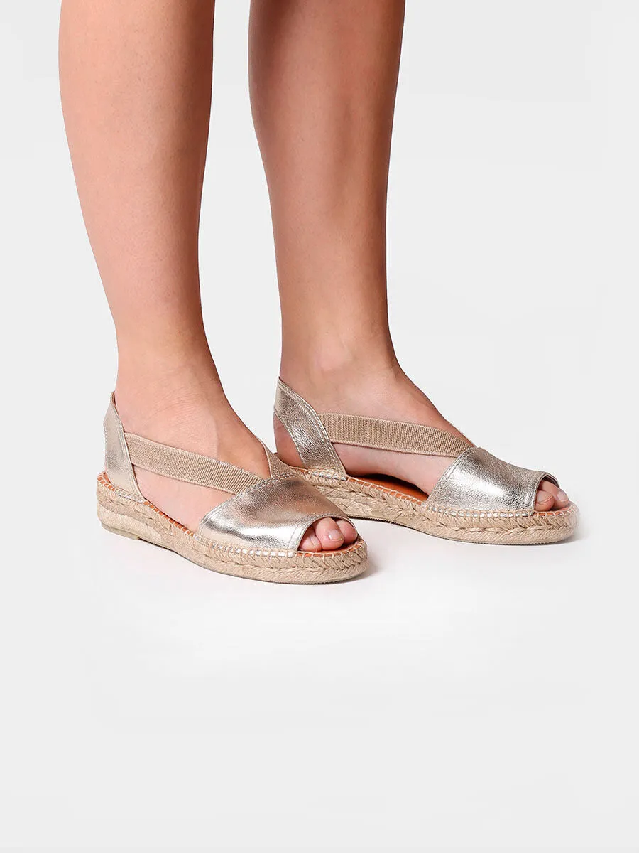 Flat leather sandal with elastics - ETNA