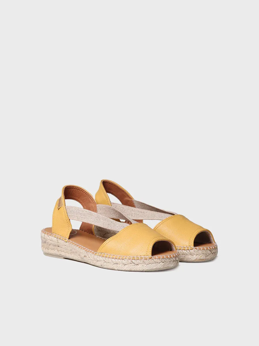 Flat leather sandal with elastics - ETNA