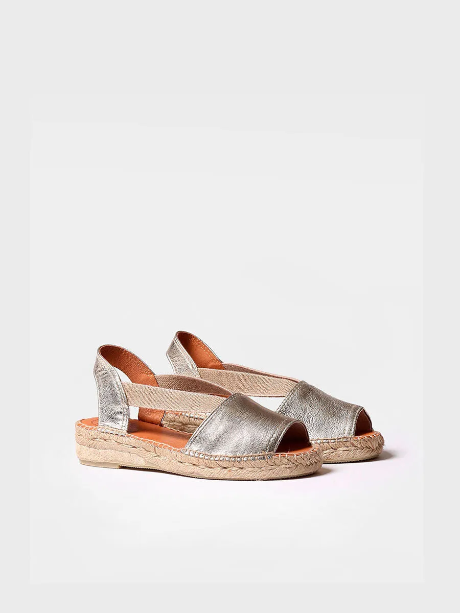 Flat leather sandal with elastics - ETNA