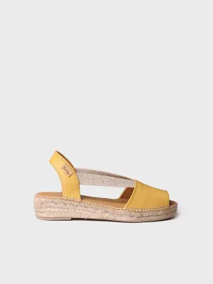Flat leather sandal with elastics - ETNA