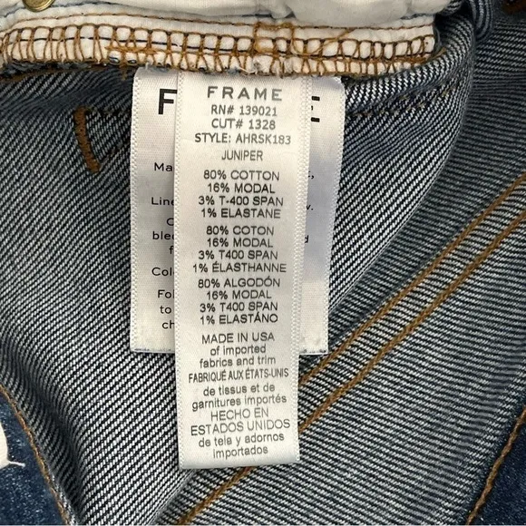 Frame Ali High Rise Skinny in Juniper Medium Wash Mid Rise Jeans Denim Size 25