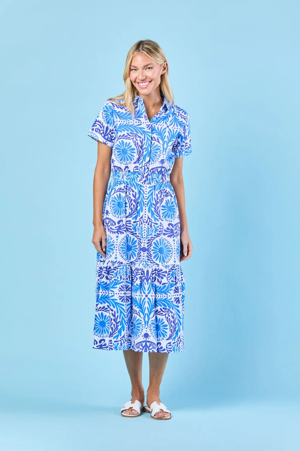 Gwyneth Dress in Navy Jardin