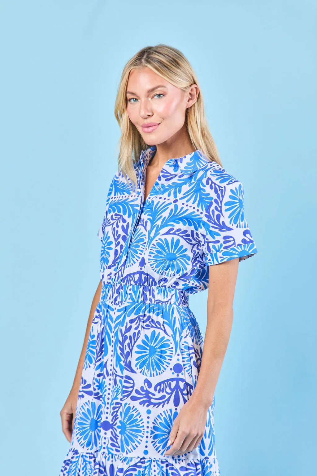 Gwyneth Dress in Navy Jardin