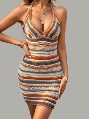 Halter Backless Knit Sheath Dress