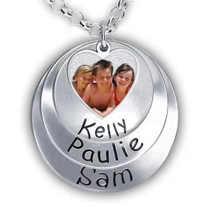Hand Stamped Photo Pendant w/ Three Names Jewelry
