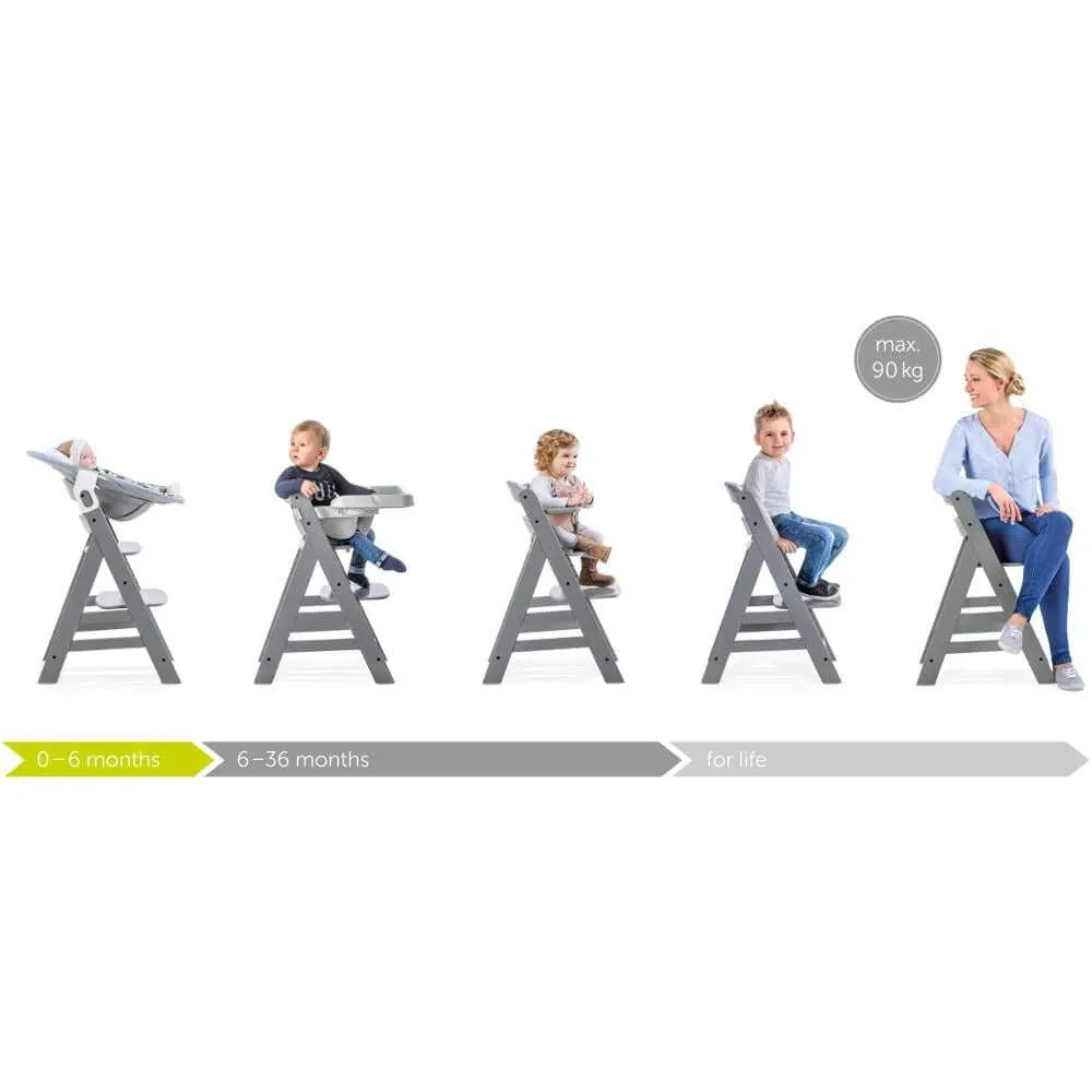 Hauck Alpha  Wooden Highchair - Grey